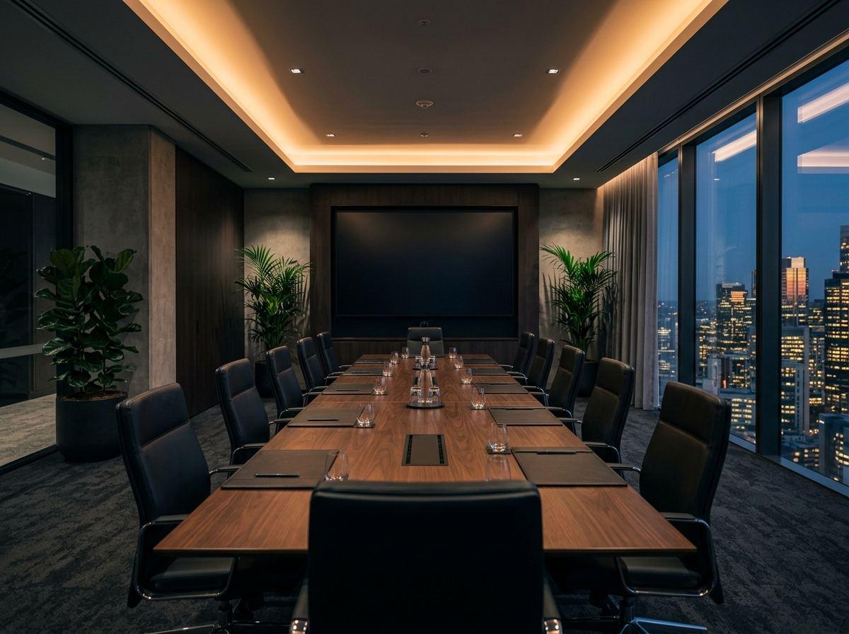 Modern boardroom audio-visual installation