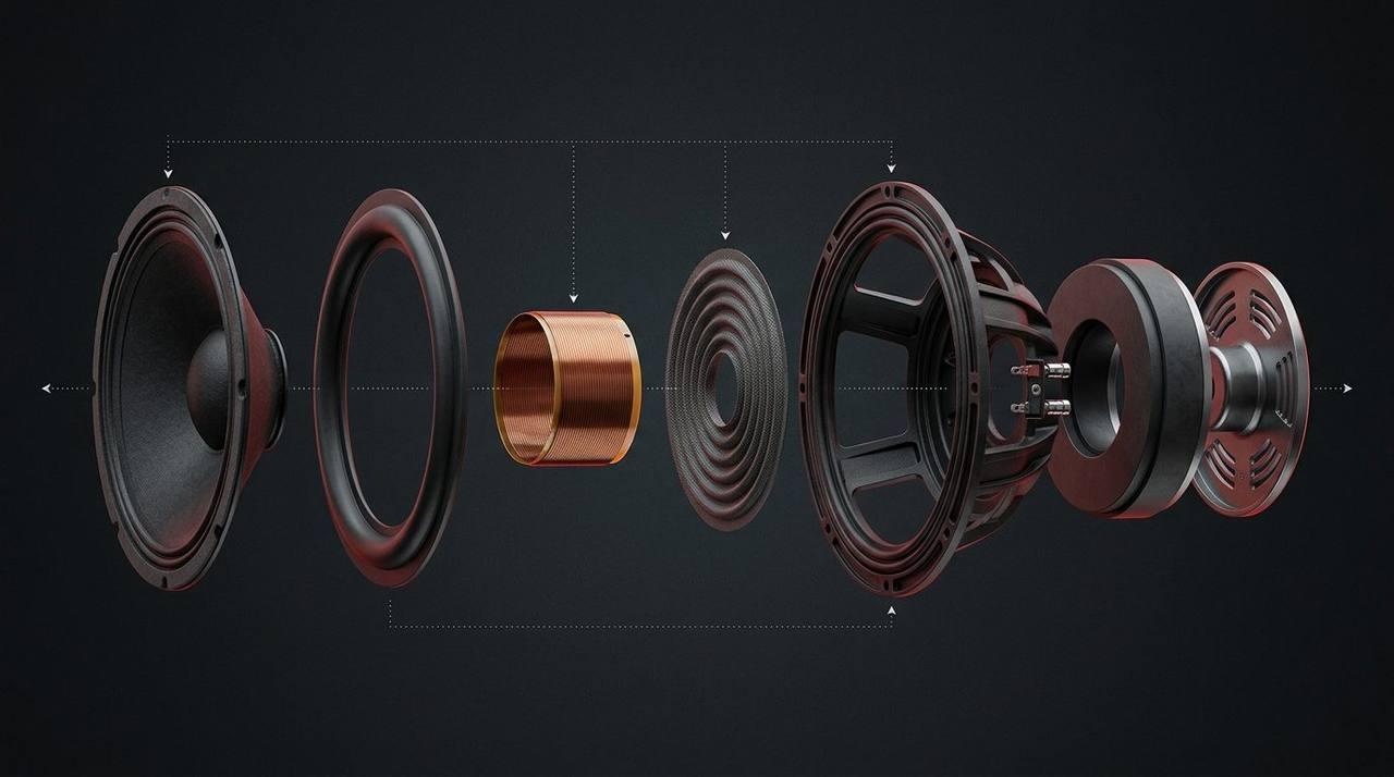 Exploded view of a FANE loudspeaker driver